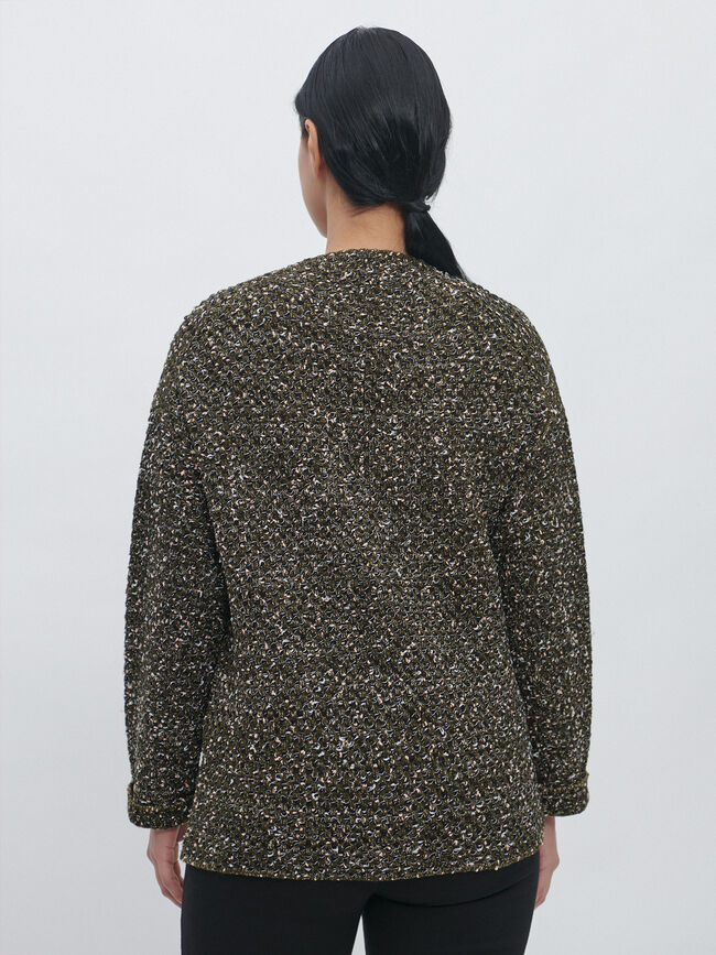 CÁRDIGAN TWEED BOTONES JOYA Kaki