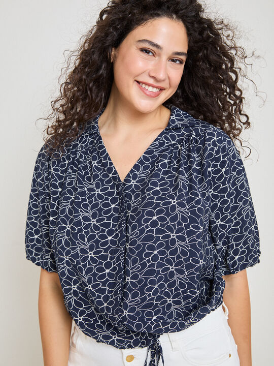 BLUSA TUNEL ESTAMPADO Azul Chambray image number null