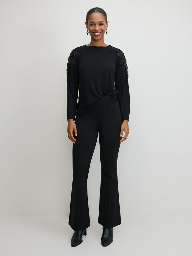 PANTALON ACAMPANADO NERVIO Negro
