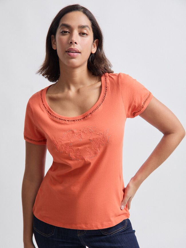 CAMISETA POSICIONAL FLORES Naranja