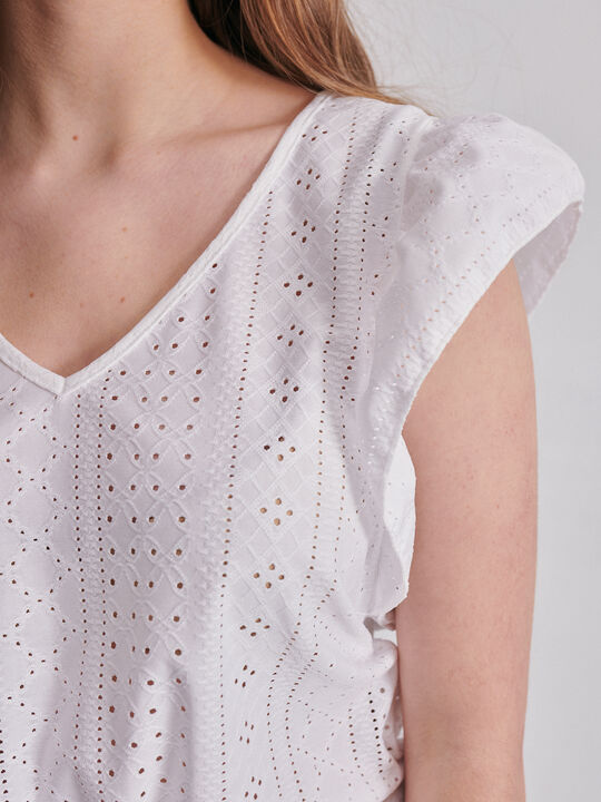 CAMISETA CUELLO PICO Blanco Optico image number null