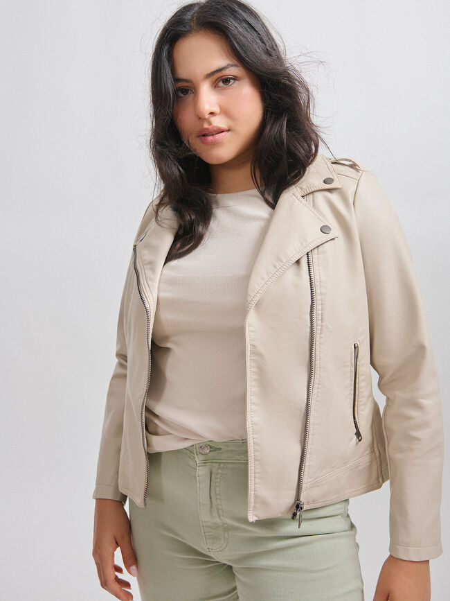 CAZADORA BIKER BÁSICA Crudo