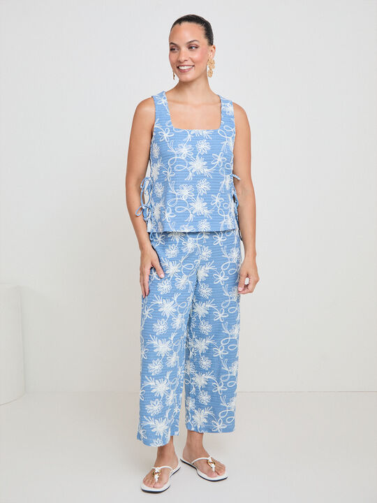 CAMISETA SET EYELET BORDADO Azul Chambray image number null