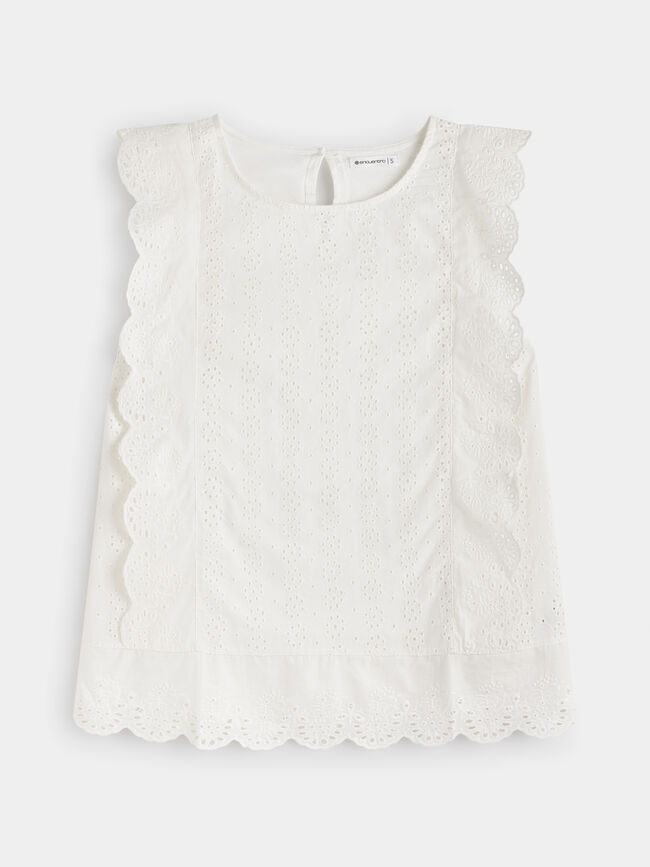 TOP BIMATERIA BORDADO INGLES Blanco Optico