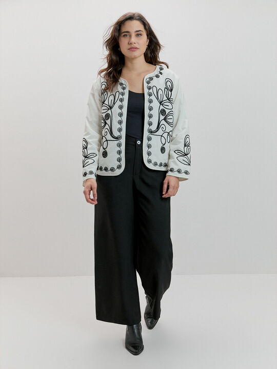 CHAQUETA ACOLCHADA BORDADA Crudo image number null