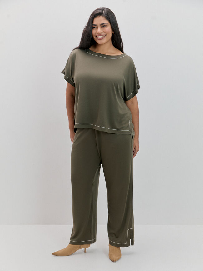 PANTALON ABERTURAS kaki oscuro