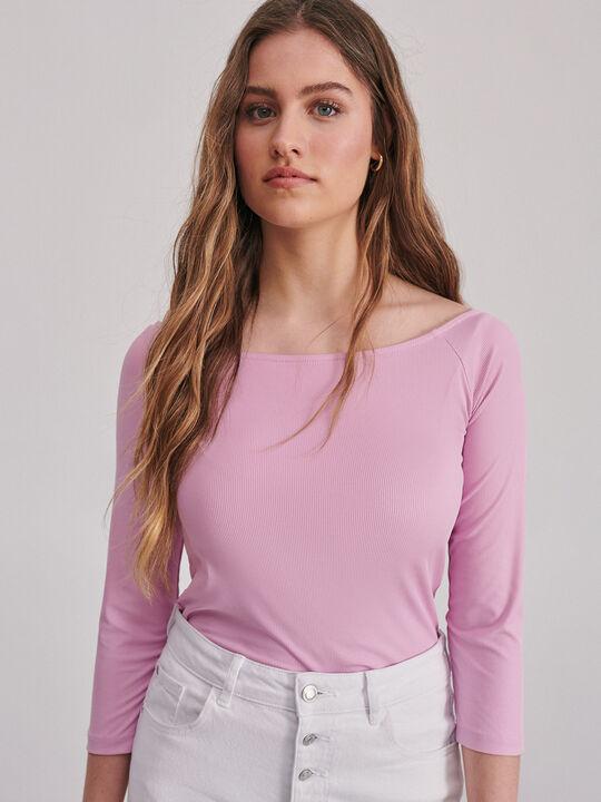 Camiseta cuello barco Malva Claro image number null