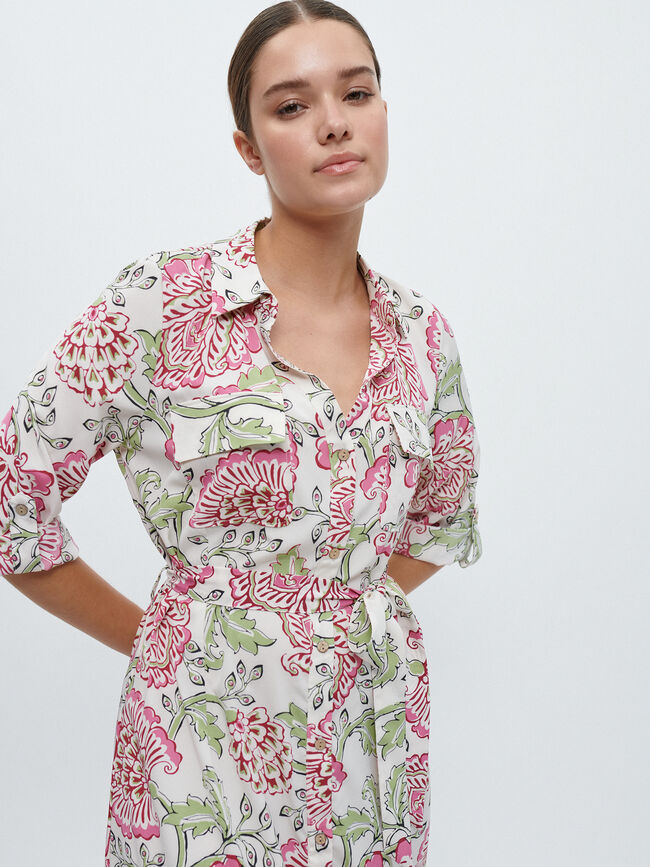 Vestido camisero Fucsia Oscuro