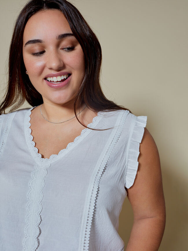 Blusa detalle bordado Blanco Optico