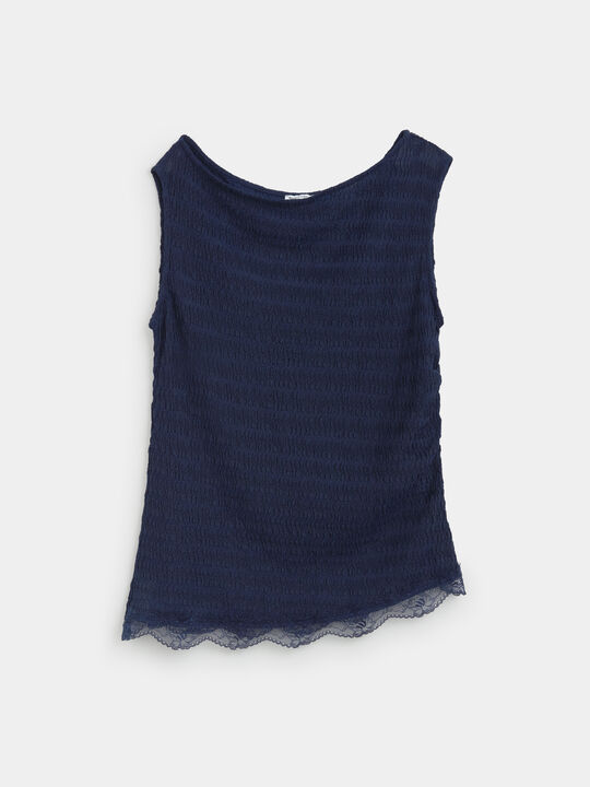 CAMISETA ASIMETRICA TEXTURA Azul Noche image number null
