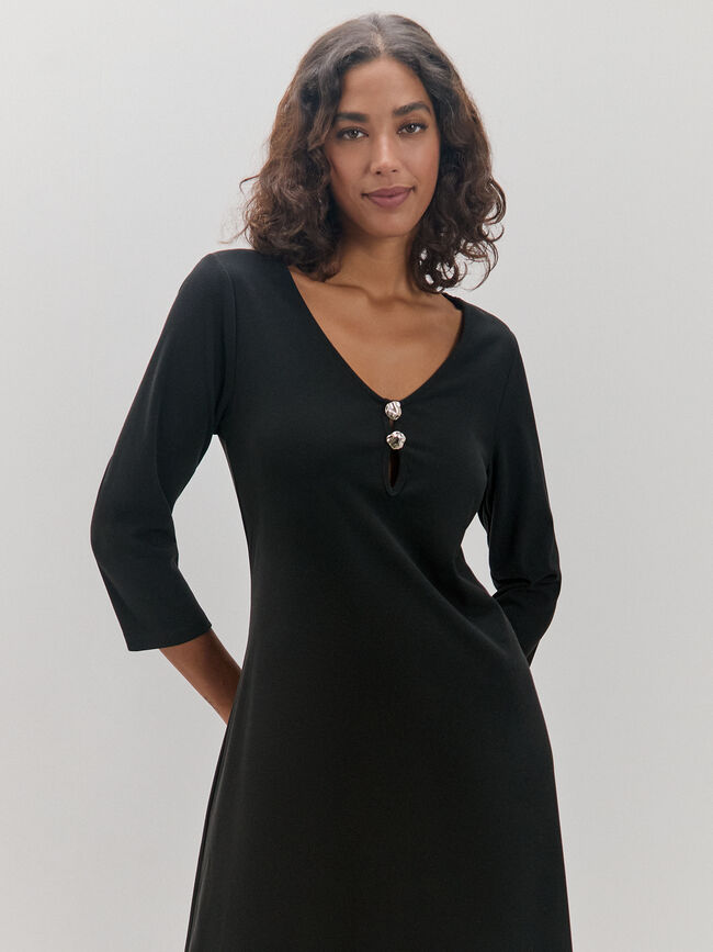 VESTIDO DETALLE BOTONES Negro