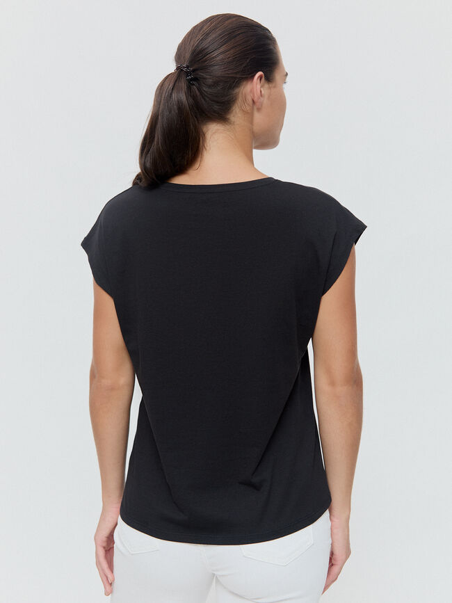 CAMISETA POSICIONAL FLORES Negro