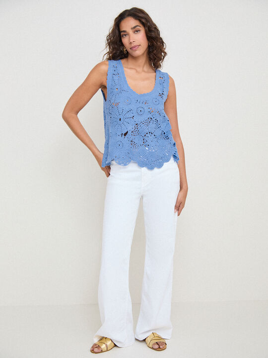 TOP CUELLO REDONDO Azul Chambray image number null