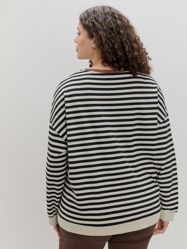 SUDADERA RAYAS LETTERING Piedra