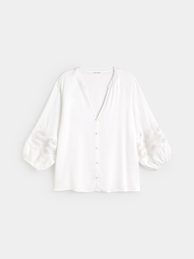 BLUSA BORDADO MANGA Blanco Optico