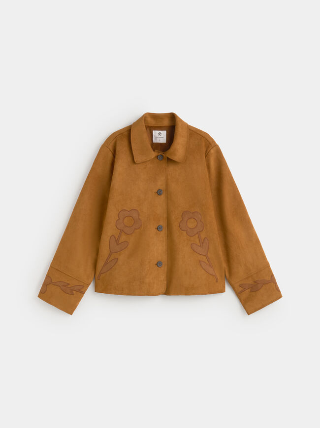 CHAQUETA ANTELINA FLORES OLIVA GOLD
