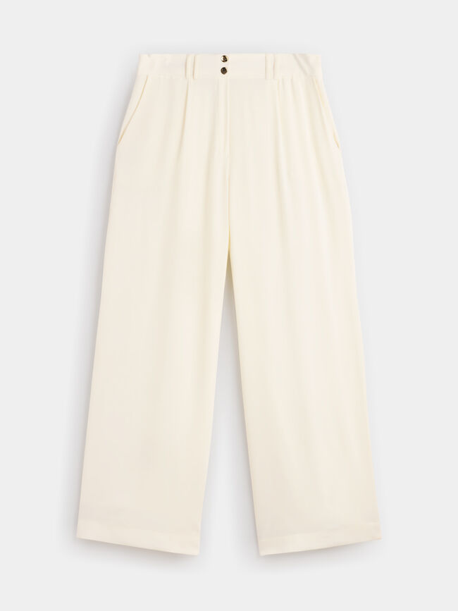 Pantalón ancho fluido Blanco Hueso