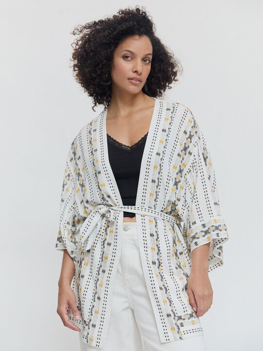 KIMONO FLUIDO ESTAMPADO Blanco Optico image number null
