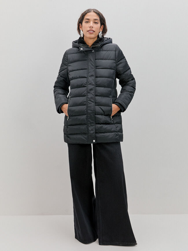 CHAQUETA LARGA ACOLCHADA Negro