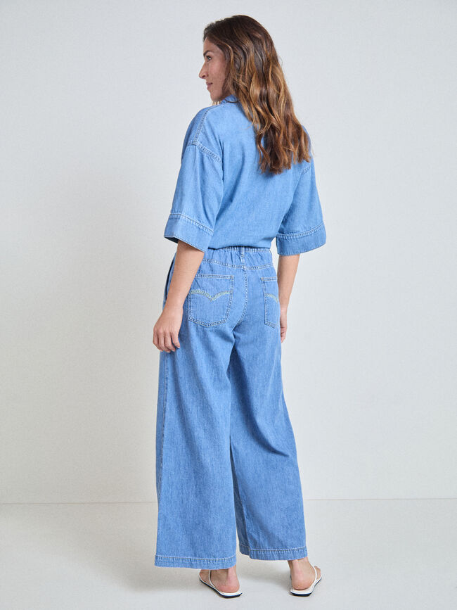 PANTALON VAQUERO HOJITAS Mid blue