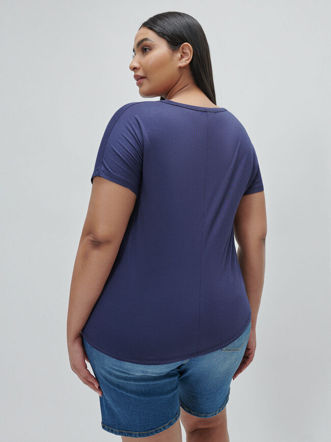 CAMISETA FLUIDA ESTAMPADA Azul Marino