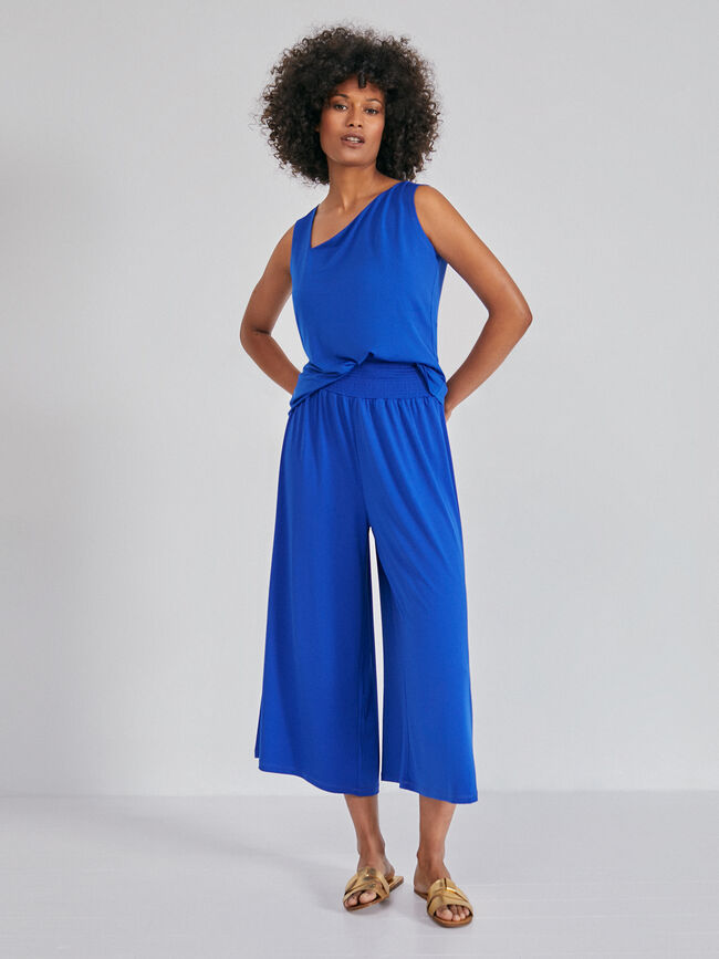 PANTALÓN CROP PALAZZO Azul Brillante