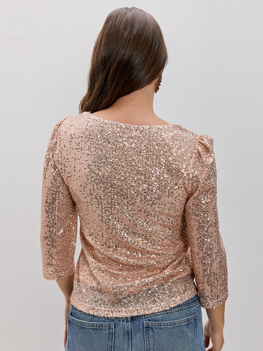 CAMISETA LENTEJUELAS Rosa image number null