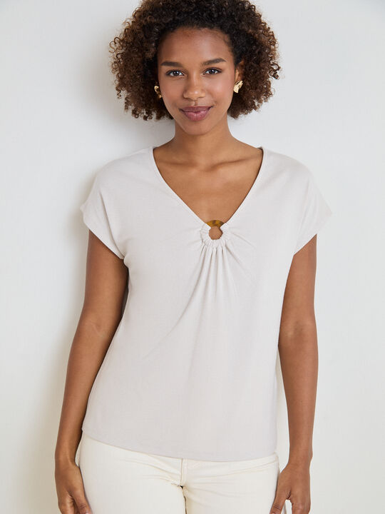 CAMISETA DETALLE ARANDELA Piedra image number null