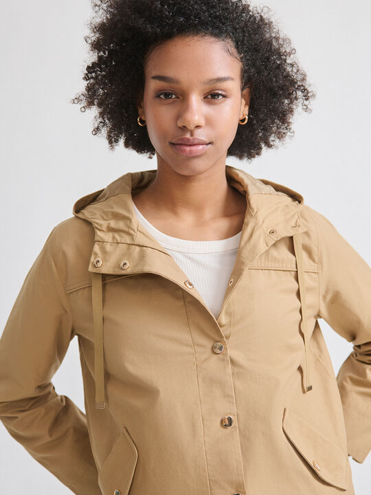 Parka algodón capucha Camel image number null