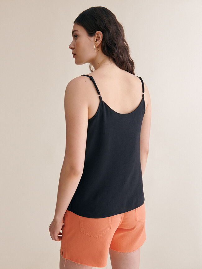 Top tirantes detalle botones Negro