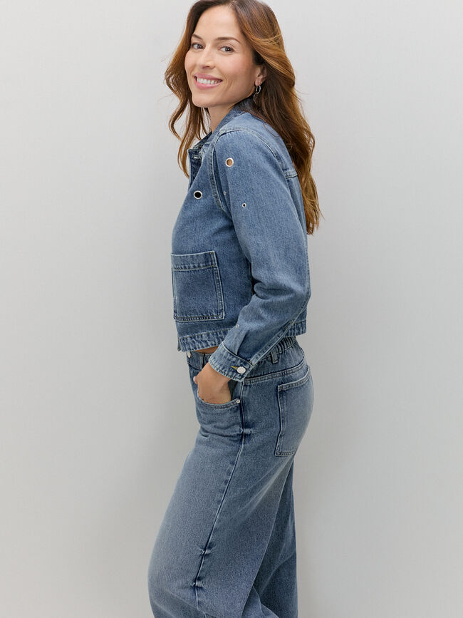CHAQUETA CORTA OJALES Mid blue