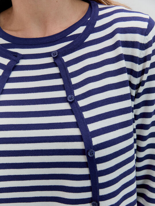 C&Aacute;RDIGAN RAYAS COLORES Azul Marino image number null