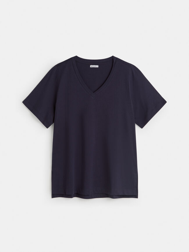 CAMISETA CUELLO PICO Azul Marino