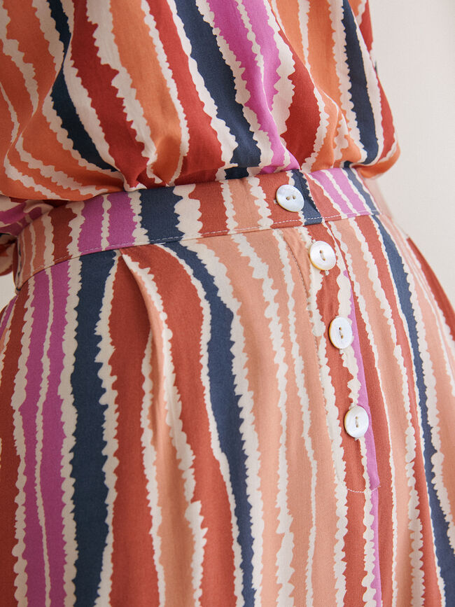Pantalón estampado detalle botones Naranja quemado