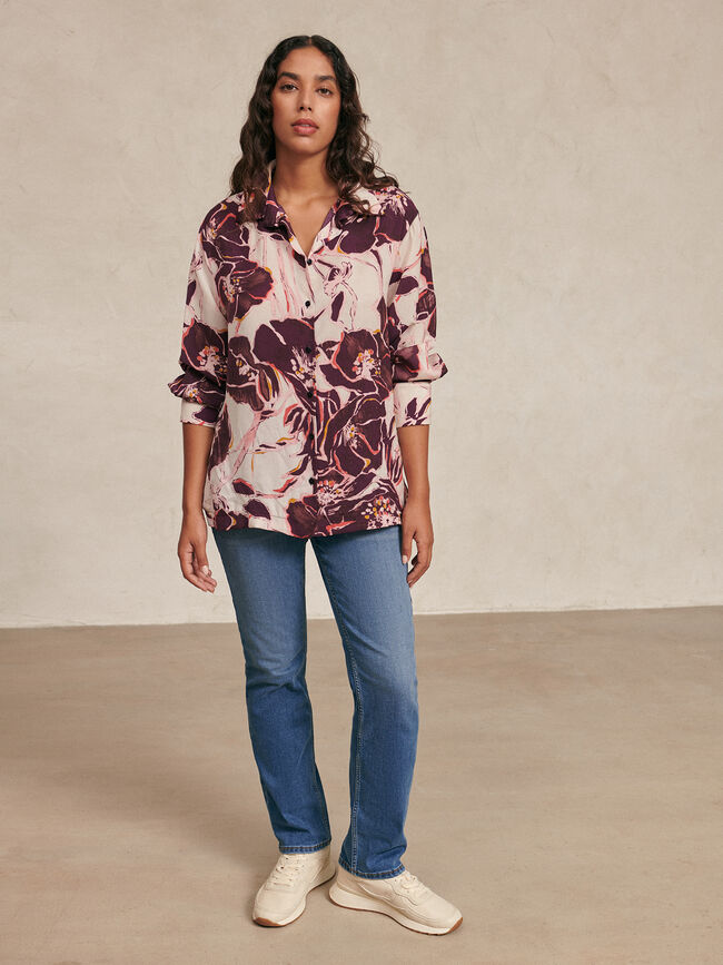 Camisa fluida estampada Crudo