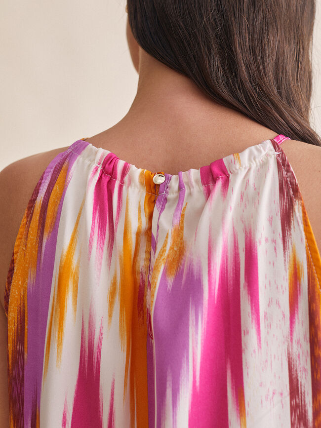 Top halter satén estampado Crudo
