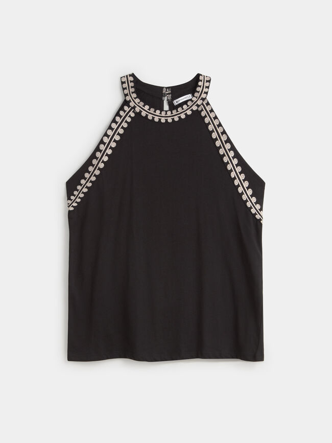 TOP CINTAS BORDADAS Negro