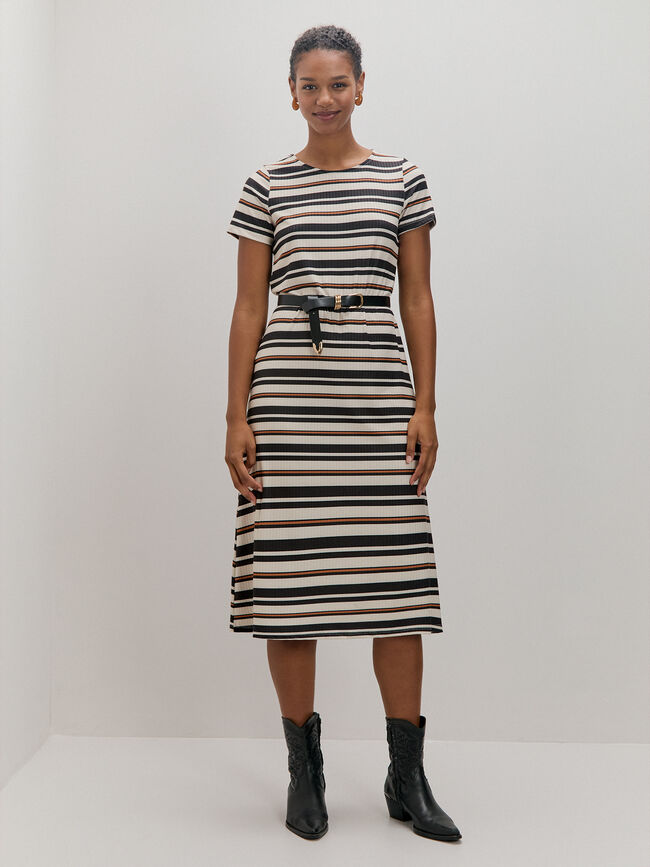 VESTIDO CANALE RAYAS Azul Marino