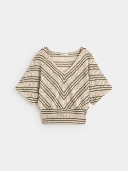 CAMISETA RAYAS Beige image number null