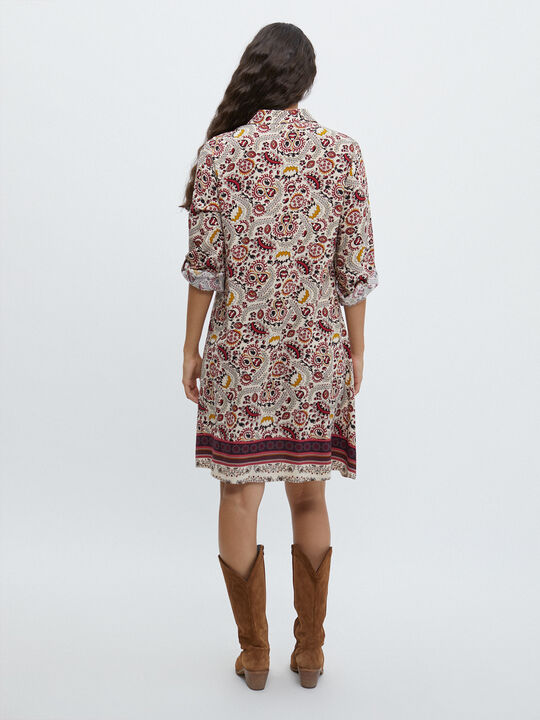 VESTIDO CAMISERO PAISLEY Crudo image number null