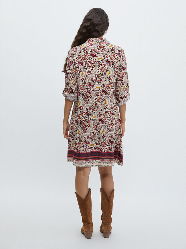 VESTIDO CAMISERO PAISLEY Crudo