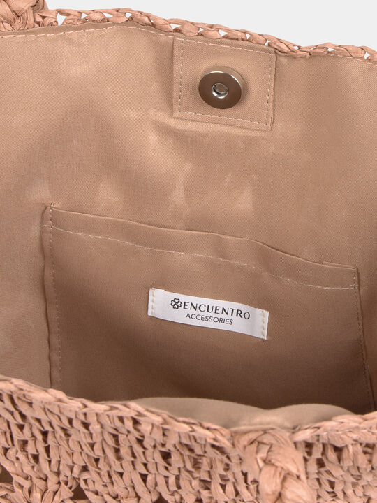 BOLSO GRANDE RAFIA Rosa Perla image number null