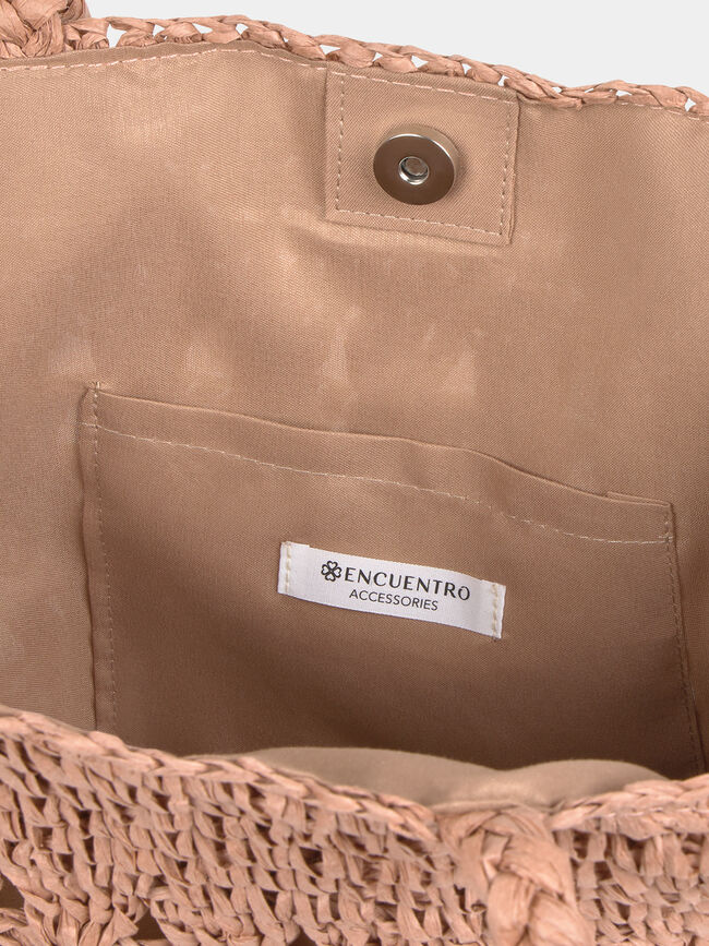 BOLSO GRANDE RAFIA Rosa Perla