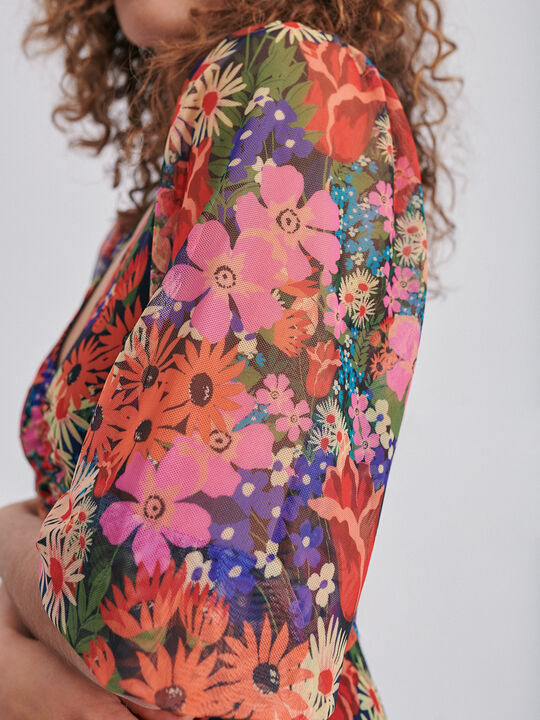 Vestido tul estampado Negro image number null