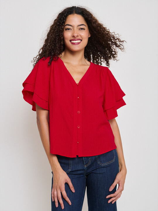 BLUSA MANGA VOLANTE Rojo image number null