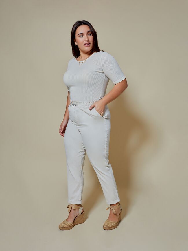camiseta canalé Blanco Hueso