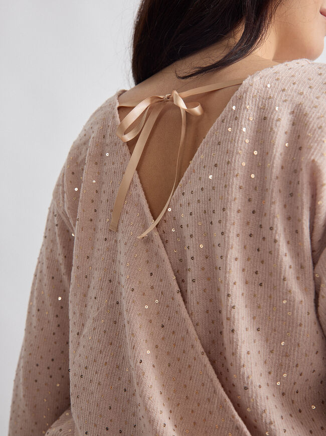 JERSEY CRUZADO LENTEJUELAS Rosa Claro