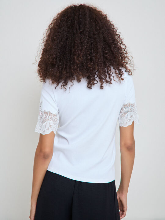 CAMISETA DETALLE MANGA Blanco Optico image number null