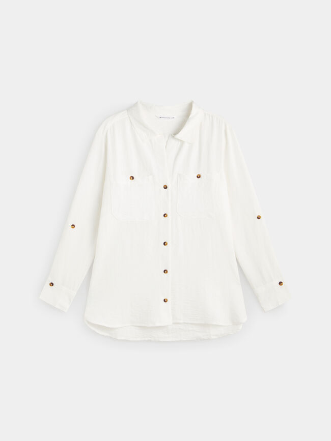 CAMISA BÁSICA BOLSILLOS Blanco Optico