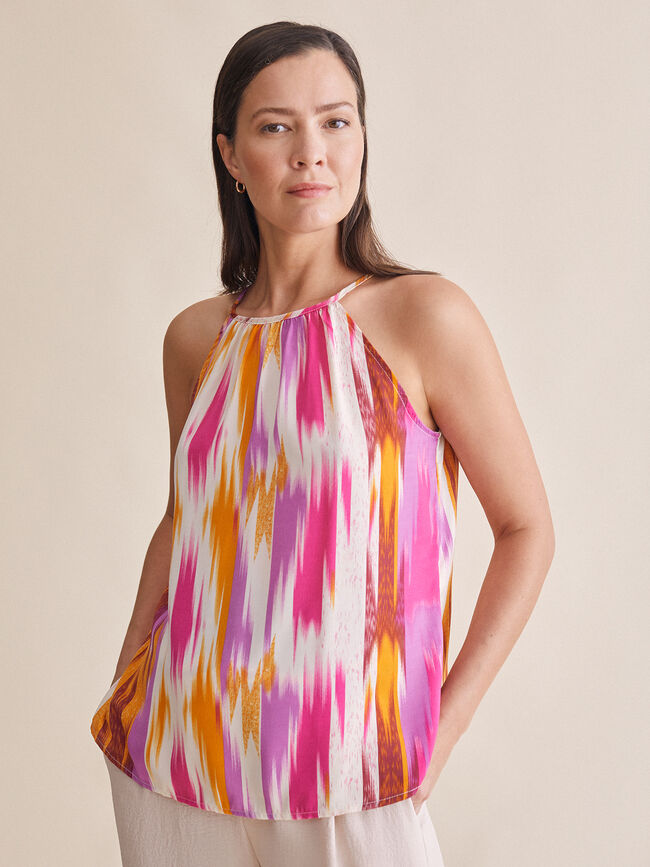 Top halter satén estampado Crudo